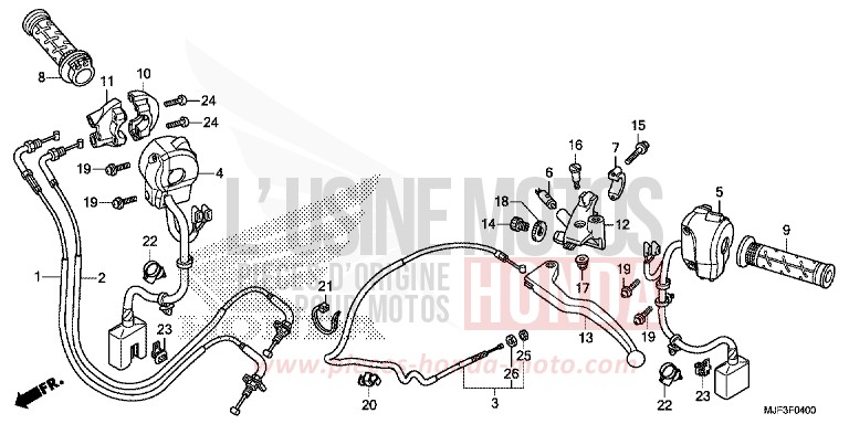 HANDLE LEVER/SWITCH/CABLE (CTX700A) for CTX700 ABS DARKNESS BLACK METALLIC (NH463) from 2014
